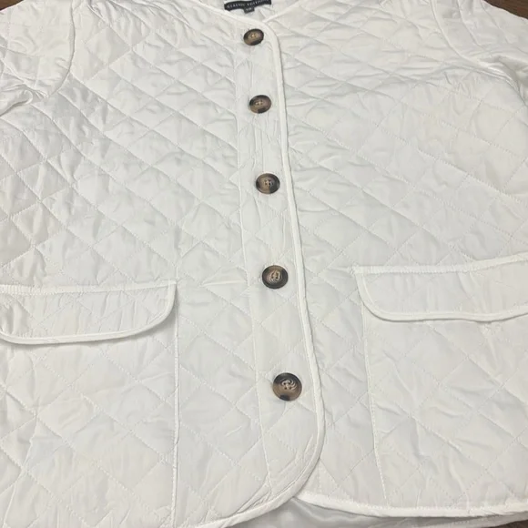 White Quilted Jacket with Buttons by Classic Editions - Picture 3 of 12